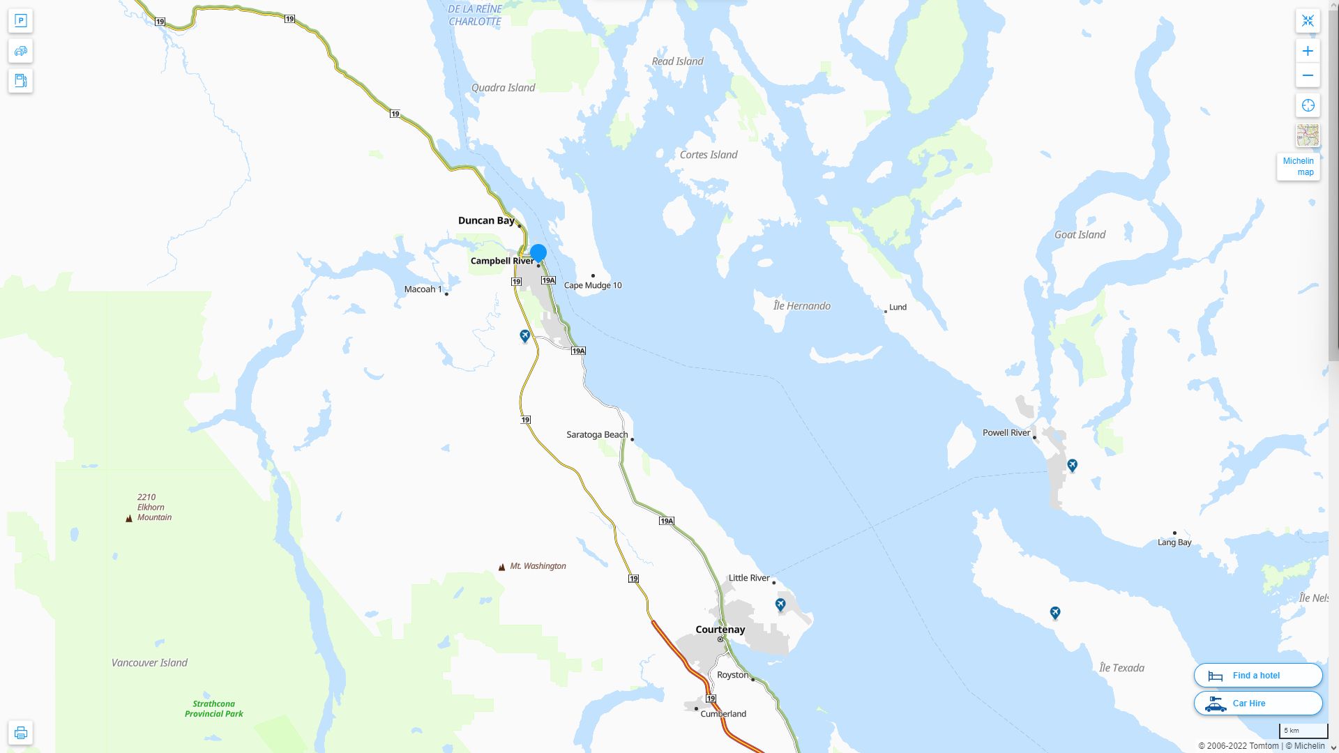 Campbell River Highway and Road Map